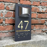 Custom House Number Outdoor LED Solar Light Power 3D Acrylic Plate Family Name Door Sign Personalized Solar Modern Door Plaque