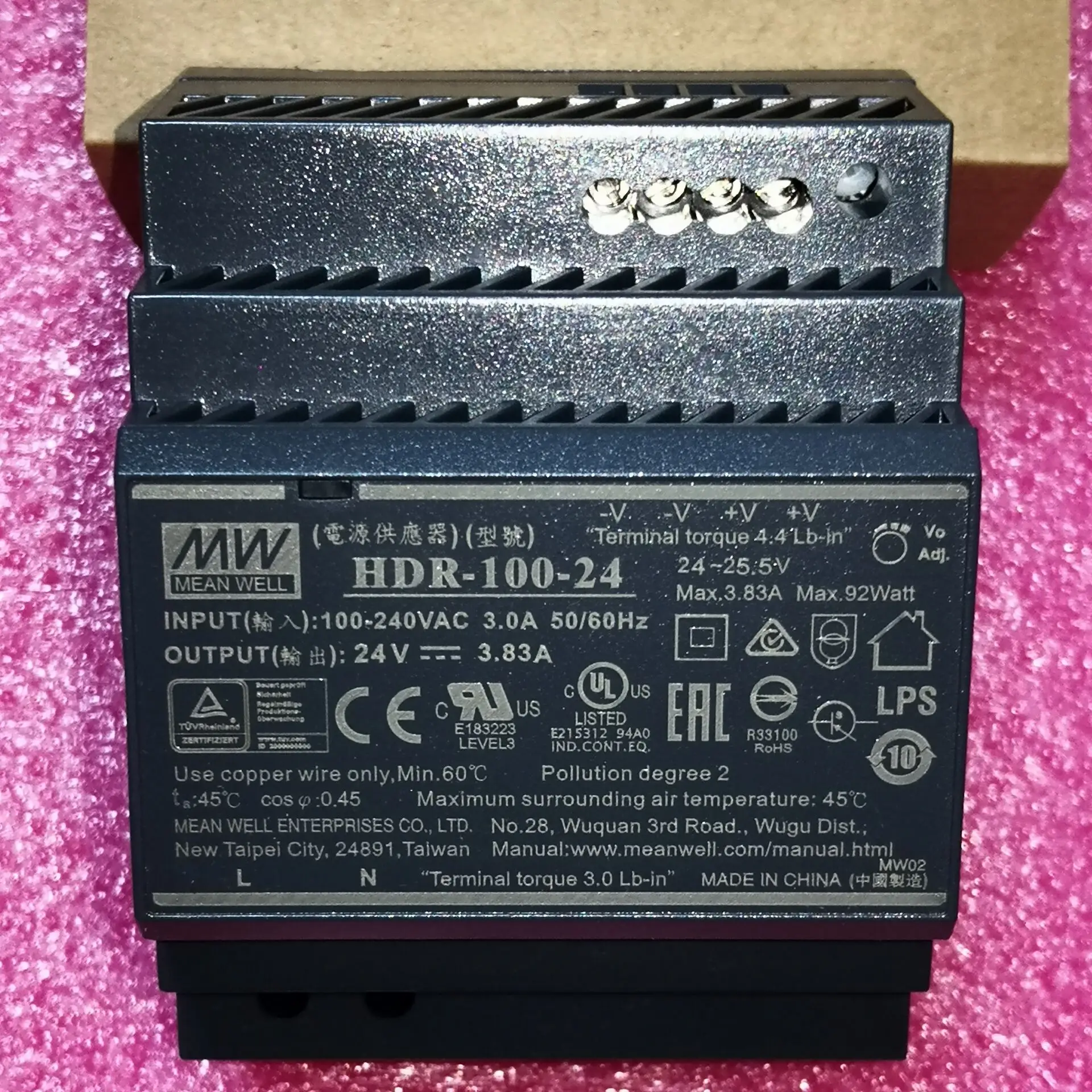 MEAN WELL HDR-15 30 60 100 5V 12V 15V 24V 48V meanwell HDR-15 -30 -60 -100 W 5 12 15 24 48 V Guida DIN industriale a uscita singola
