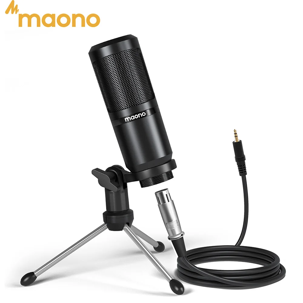 Microfone Condensador MAONO PM360TR para Podcast, Microfone de 3.5mm para Computador, Laptop, Telefone, Placa de Som, YouTube, Jogos, Gravação
