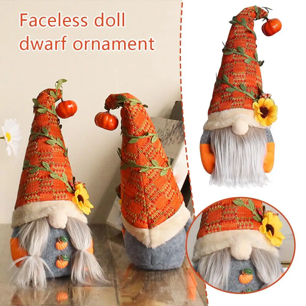 Fall Sunflower Maple Doll Harvest Autumn Elf Dwarf Plush Dolls Ornaments For Home Halloween Thanksgiving Decor W2M6