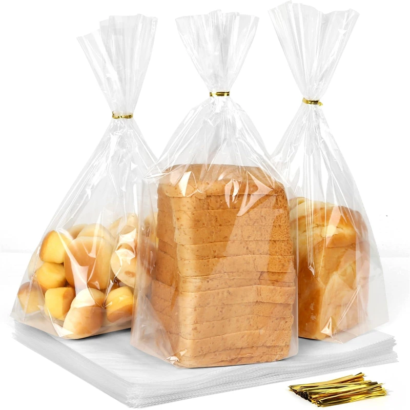 100pcs Plastic Bags Transparent Bag For Toast Bread Soft Frosted Food Packaging Baking Gift bags Wedding Party Decoration