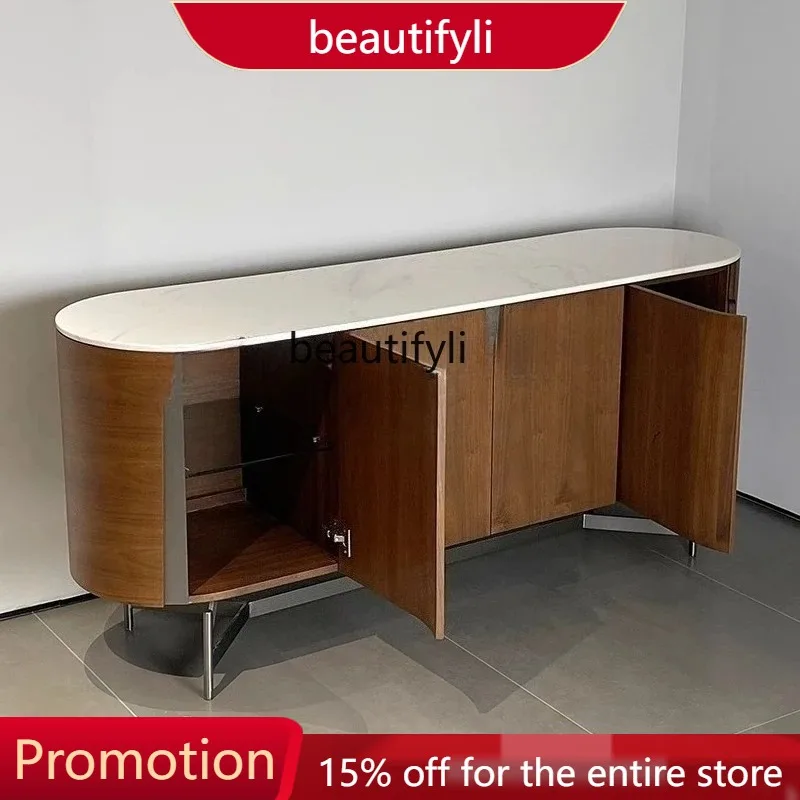 

New household simple, medieval style side cabinet, walnut color side cabinet A51