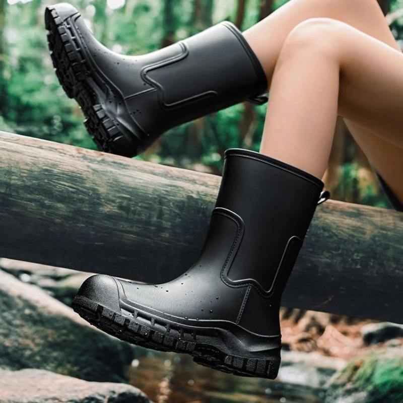 

Women's Knee High Rain Boots Outdoor Fashion Retro Korean Style New Waterproof Anti Slip Insulated Adult Rubber Shoes