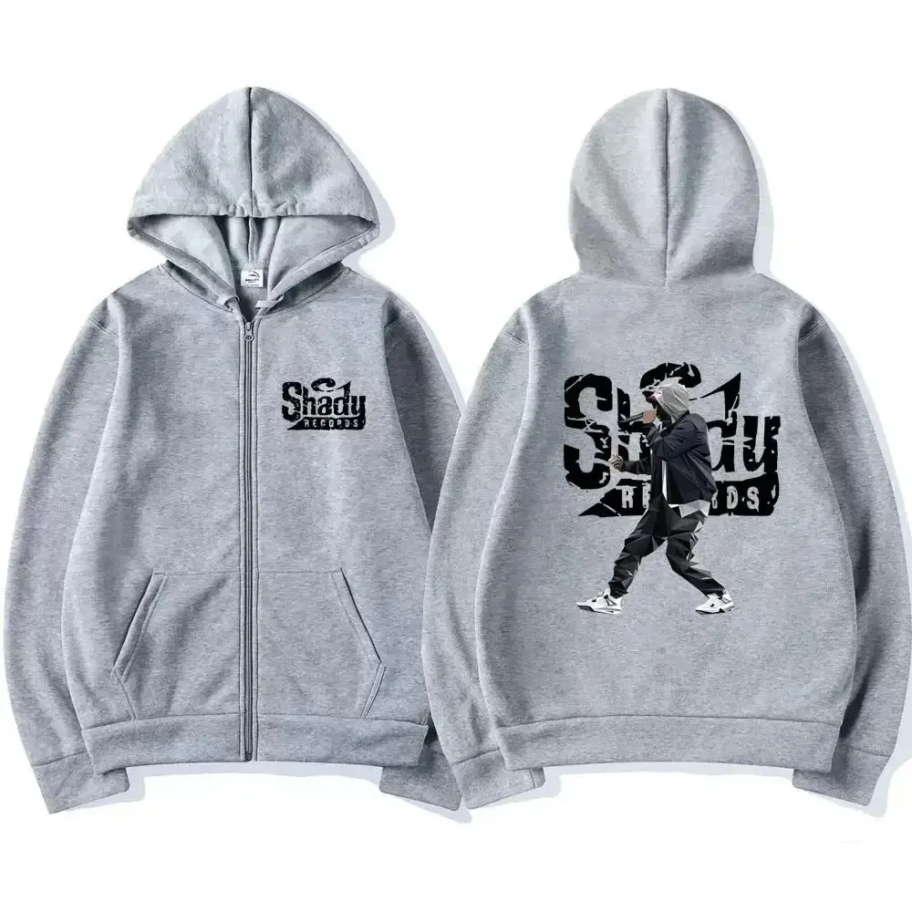 Rapper Eminem Slim Shady Music Rap Mode Herren Zip Up Hoodie Hip Hop Kapuzenpullover Reißverschluss Sweatshirt Lässige Streetwear Mäntel Männlich