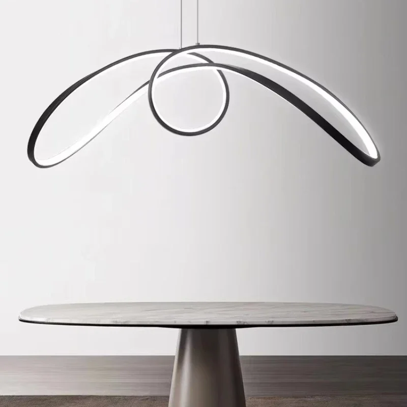 

Алюминиевый обеденный стол в форме ленты-бабочки, люстра для кухни, гостиной, спальни, подвеска, светодиодное украшение для внутреннего освещения
