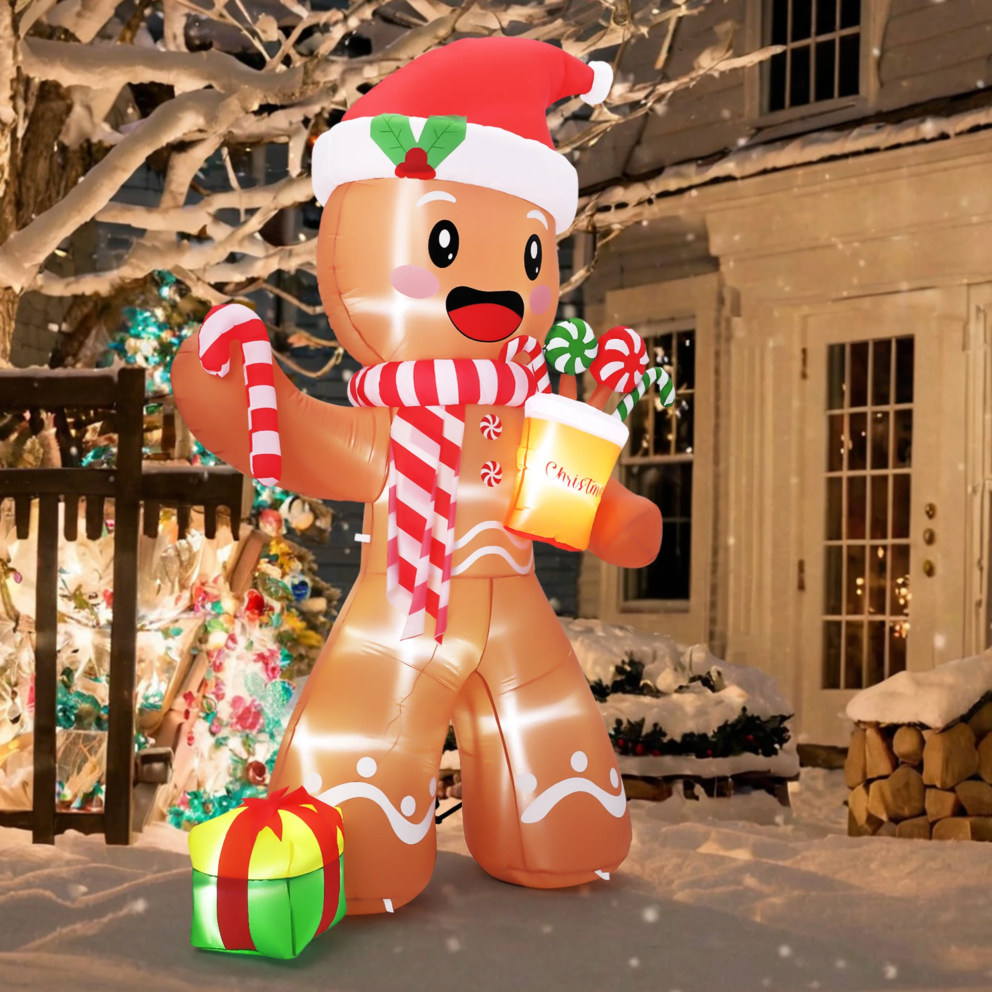 8FT Inflatable Gingerbread Man - Outdoor Lighting Effects review and price