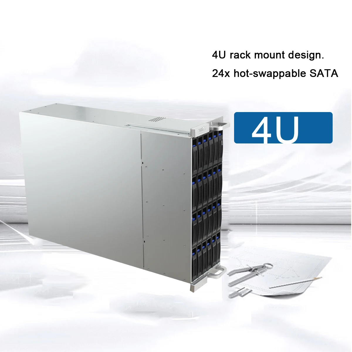 

4U 24 Bay Expander Hot Swap HDDs SAS SATA 26 inch Rack Server Chassis Storage Case with Expansion Backplane NAS 6Gb