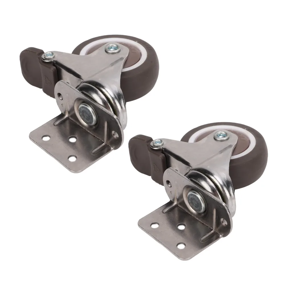 

4Pcs 2 Inch L Bracket Caster With Brake TPE Rubber Swivel Plate Caster 360 Degrees Rotating Low Noise Casters Wheels