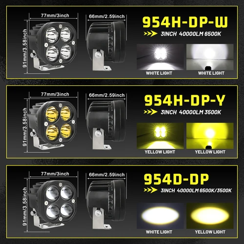 Imagen 2 del producto HAOLIDE-Luz Led de trabajo para motocicleta, lámpara antiniebla amarilla para coche, 4x4, tractores todoterreno, luz de conducción, foco cuadrado blanco, 12V, 24V