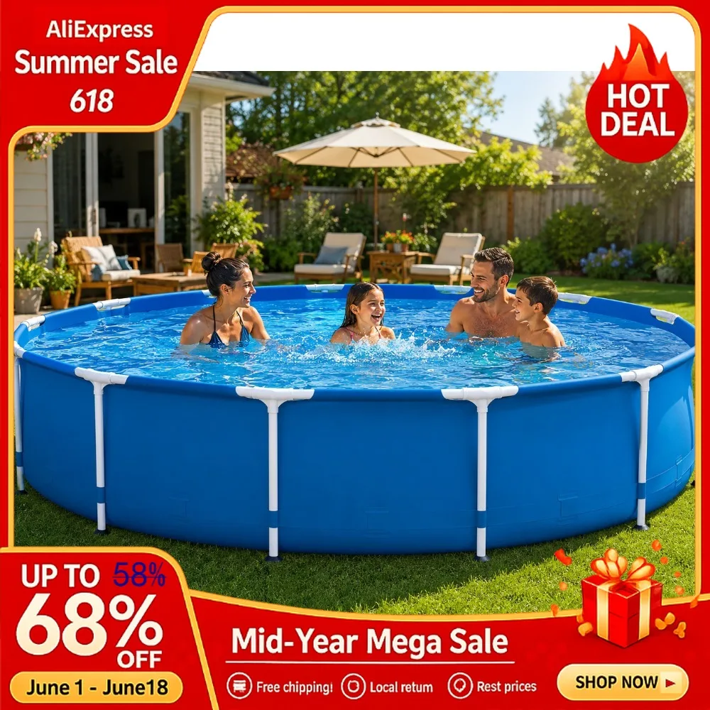 APX 365 12ft x 30in Round Pool w/ Filter Pump, Cartridges & 42 Inch Steel Ladder Custom