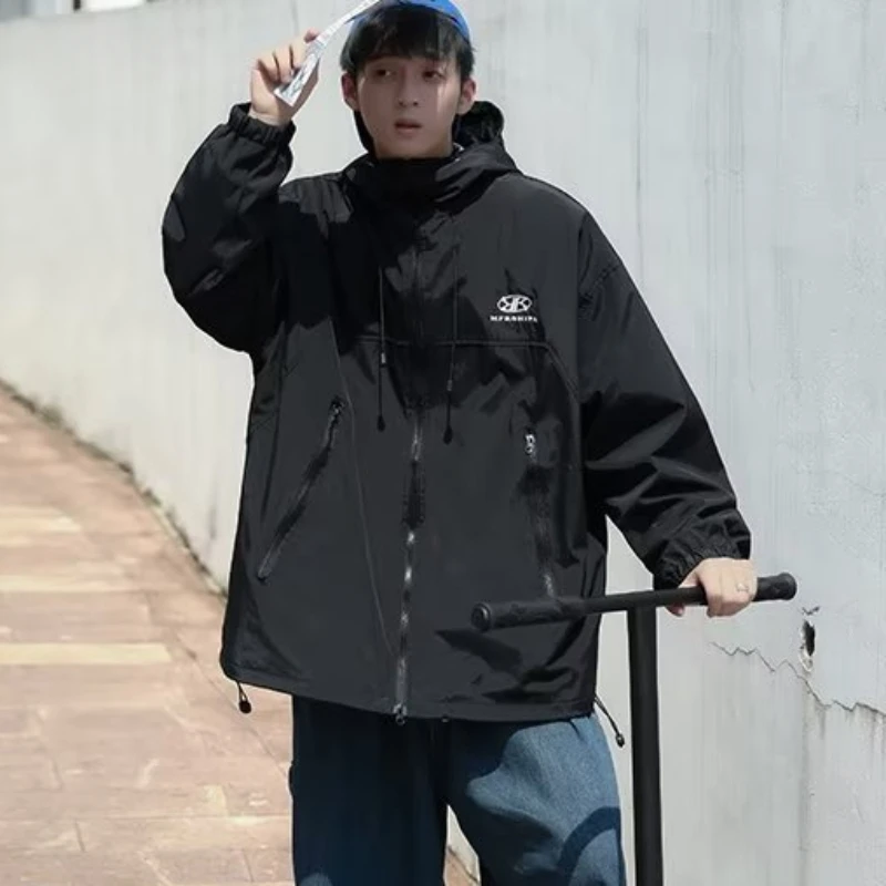 

Куртки мужские осенние американские ретро уличные универсальные стильные ветрозащитные мужские пальто с капюшоном уличная одежда Harajuku с длинным рукавом новые