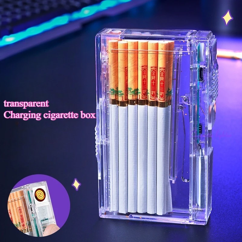 

Tungsten Coil Lighter with Creative Cigarette Box Electric Flameless Smoking Accessories Portable Automatic Pop-up Cigarette Box