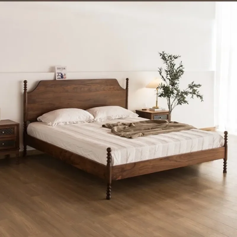 

Craftsman's Wood Language North American Black Walnut Solid Wood Double Bed American Vintage Cherry Wood Wedding Bed Nordic Ligh