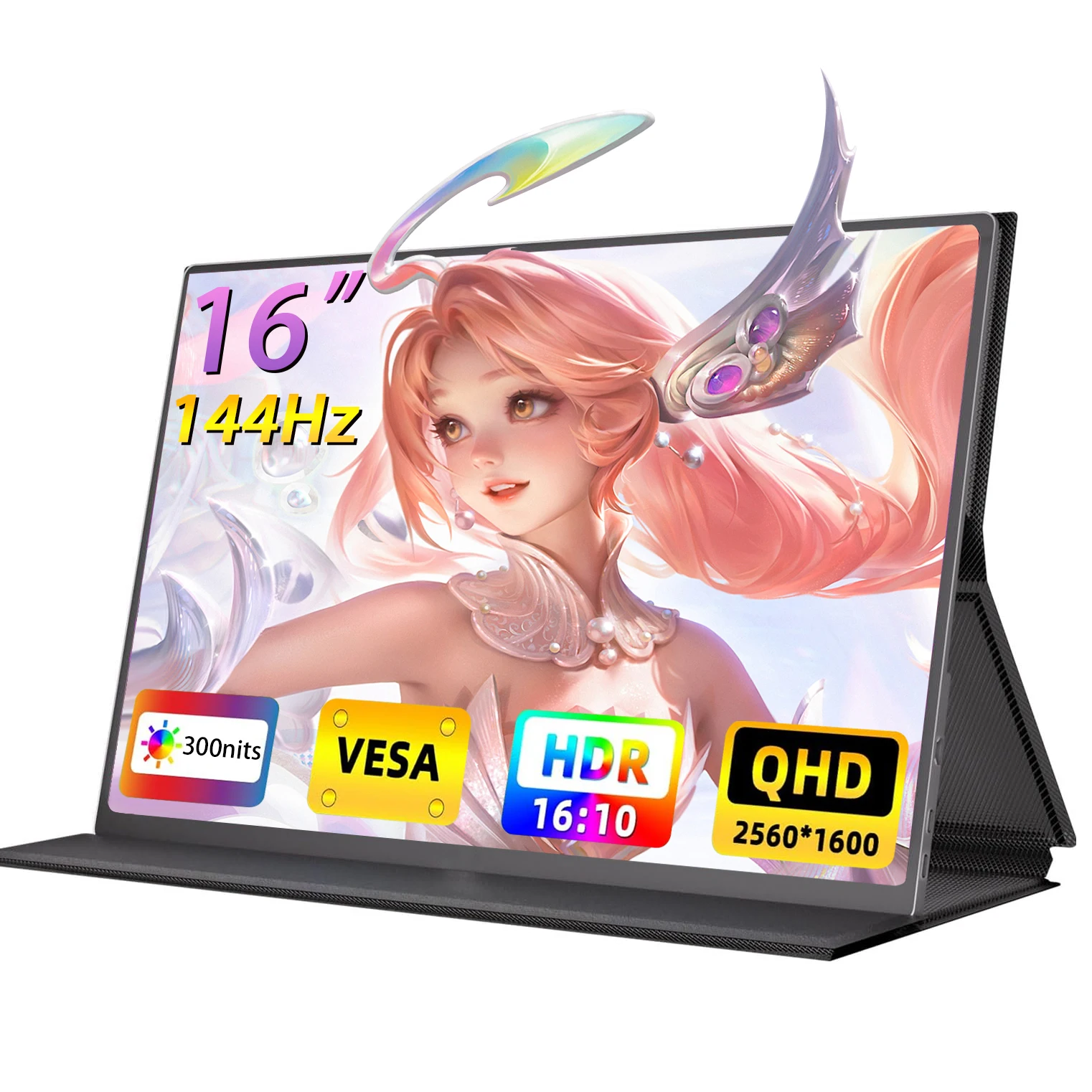 

AHXJKA 16" 2.5K 144hz Portable Monitor 2560*1600 16:10 100%sRGB 300Cd/m² Travel Gaming Display for Laptop Switch ps4/ps5 Xbox
