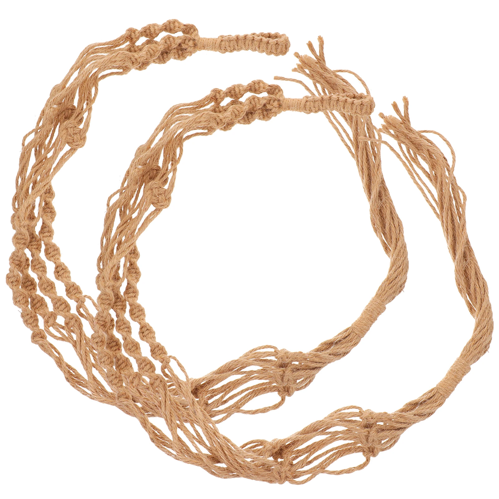 

2pcs Hanging Basket Net Flower Pot Bag Planter For Indoor Plants Macrame Hangers Hemp Rope Rack Strong Air Permeability