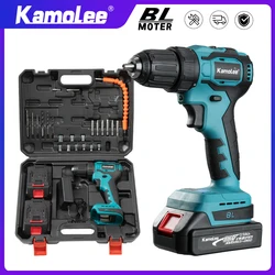 Kamolee-taladro eléctrico sin escobillas de 10MM, destornillador inalámbrico, batería de litio, taladro de mano de carga, batería de 18V, Compatible con Makita