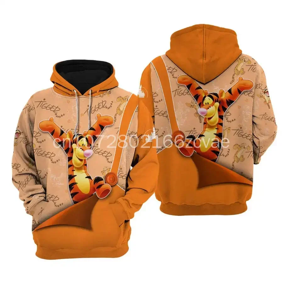2024 New Disney Tigger 3d Hoodie Men Women Fashion Sweatshirt Y2k Hoodie Asual Harajuku Streetwear Tigger Zipper Hoodie