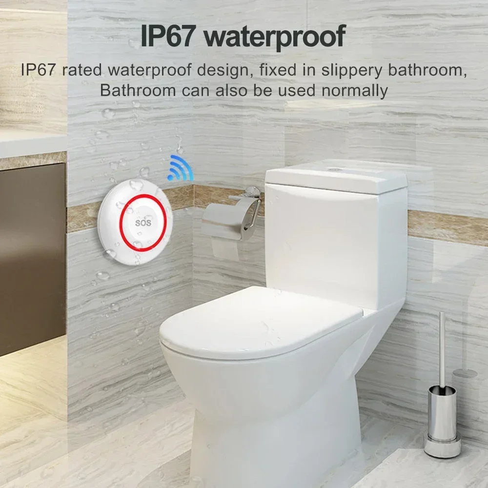 Emergency Button Alarm 433MHZ Tuya WiFi SOSRechargeable Wireless Smart Alert System Button for Elderly Handicapped Caregiver