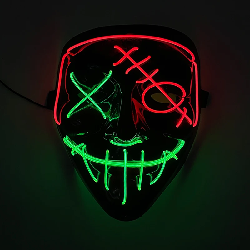 

Horror Glowing Luminous Mask For Halloween Props LED Light Up Mask Adult Scary Neon Face Mask Mascara Supplies