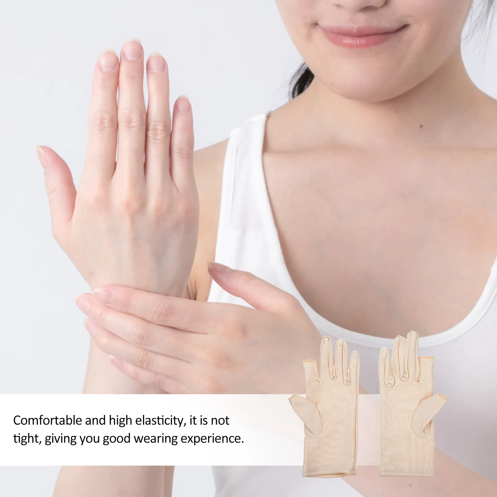 

1Pair Ultra-Thin Stretchy Manicure Gloves Uv Protection Salon Nail Art Protector Breathable Sweat-Absorbing Anti-Uv Hand Gloves