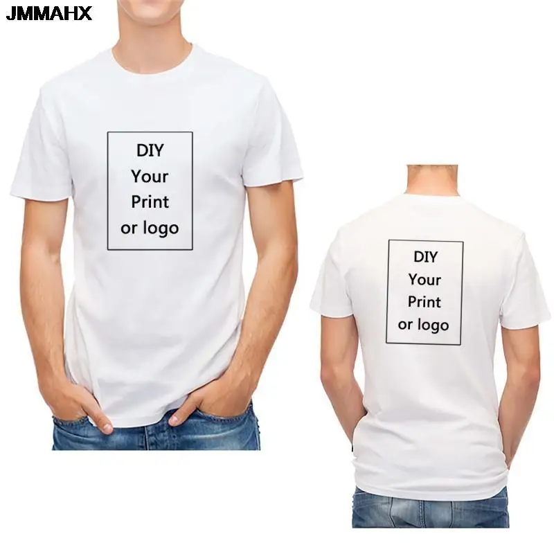 Camiseta con estampado de moda personalizada para hombre, Tops de marca con logotipo de foto DIY Harajuku, camisetas Unisex, ropa informal blanca