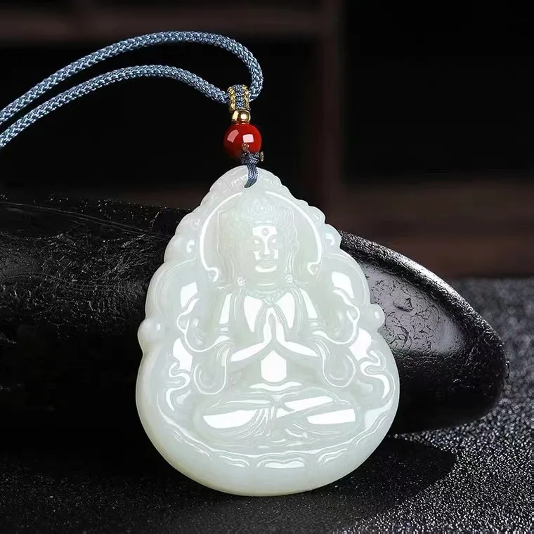 

Natural Hetian Jade Guanyin Pendant for Men and Women Jade Necklace Bodhisattva Jade Pendant Jewelry Gifts