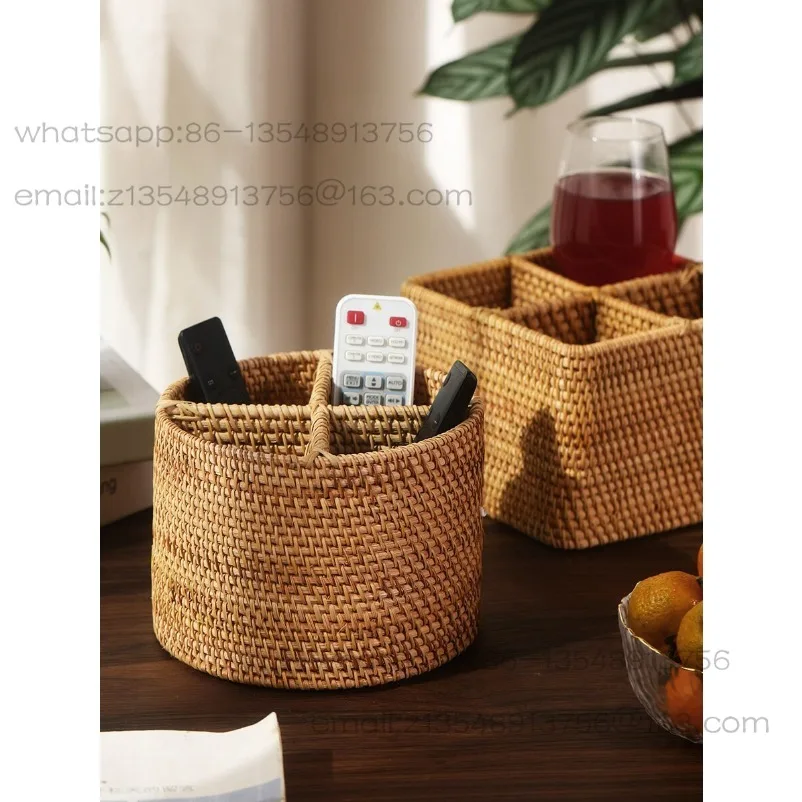 

Vietnam Rattan Weaving Living Room Desktop Remote Control Storage Box Creative Storage Basket Makeup Brush Pen Holder