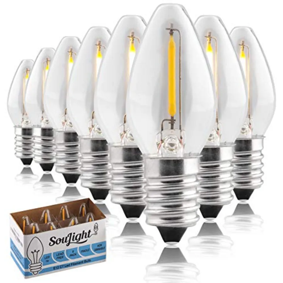 LED Night Light Bulb C7 E12 LED Bulbs Candelabra Light Bulbs, 1 Watt Equivalent 10W Incandescent Bulb, Warm White 2700K, Window