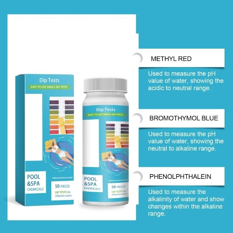 

50Pcs 3 in 1 Pool Test Strips for Maintaining Water Quality High Accuracy Pools Testing Paper Swimming Pool Tester C5AD