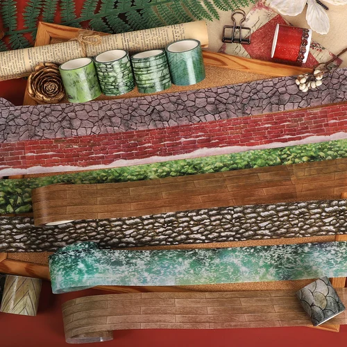 Imagen 1 del producto 40mm * 200cm Vintage piso pared azulejos planta piedra paisaje Washi cinta creativa DIY diario Material Collage papelería