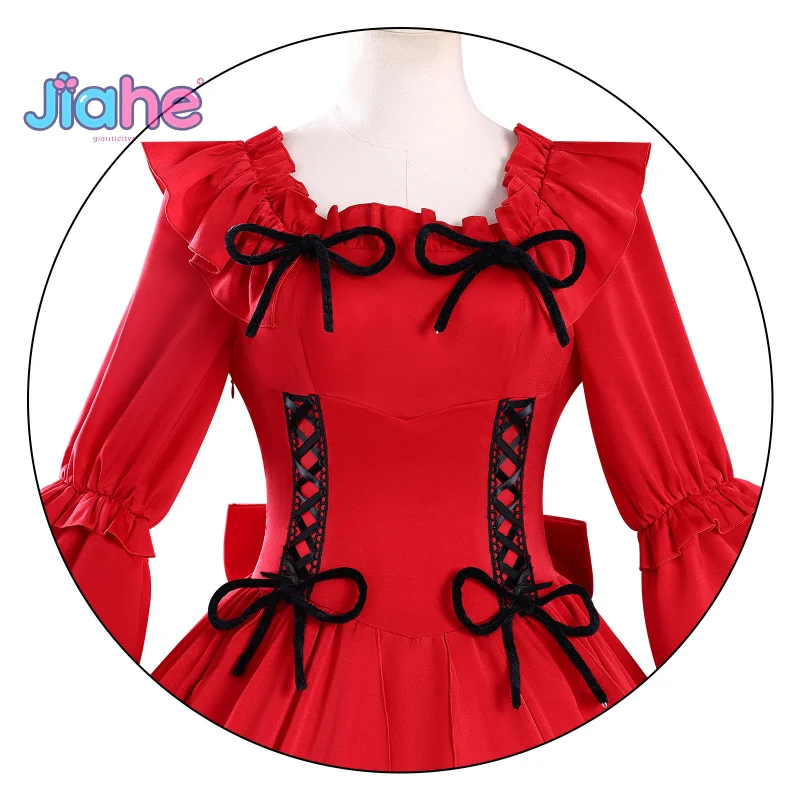 Fantasia de cosplay de Scarlett pode perguntar por uma coisa final? Lindo vestido vermelho feminino acessórios Halloween carnaval novo uniforme