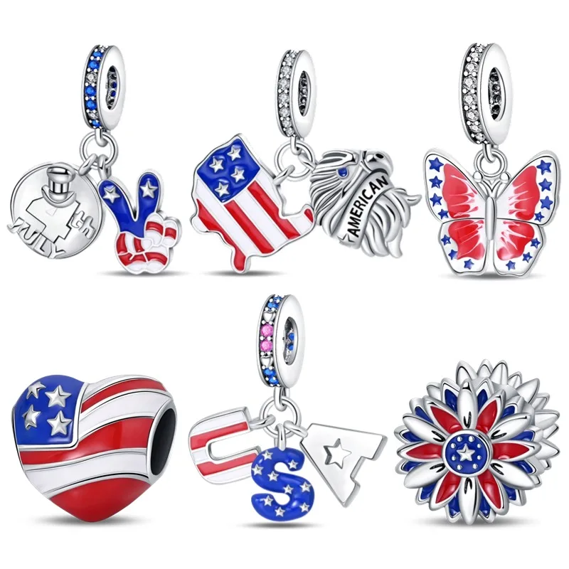 Fit Pandora Original Bracelet American Style Series-USA Three-Piece Set For Women Jewelry DIY Beads Original New Items Hot