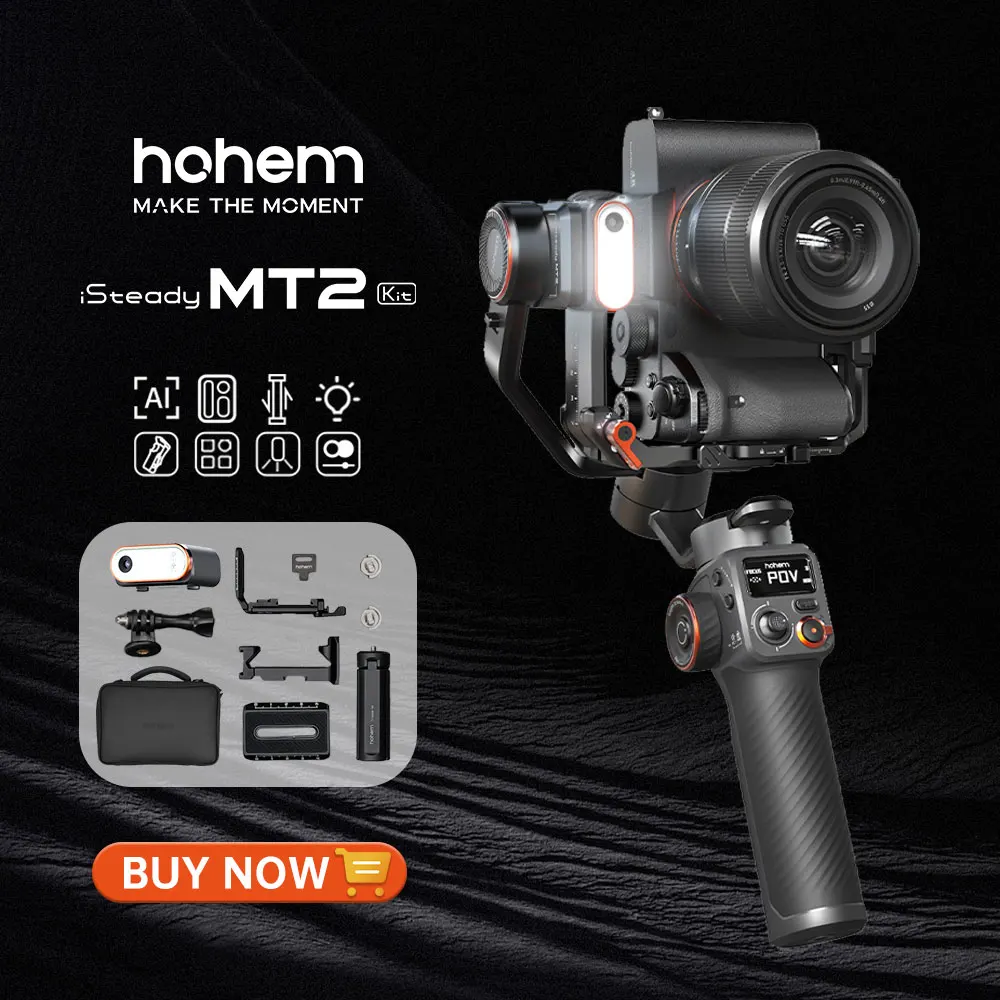 Hohem iSteady MT2 Kit for Mirrorless Camera Action Camre Smartphone, Stabilizer for Sony/Nikon/Canon, 3 Axis Gimbal Load 1.2kg