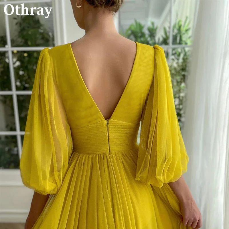 Othray 2025 New Long Sleeves Prom Dresses Buttons Elegant Lady Evening Gowns Special Occasion Wedding Party Dresses Vestidos