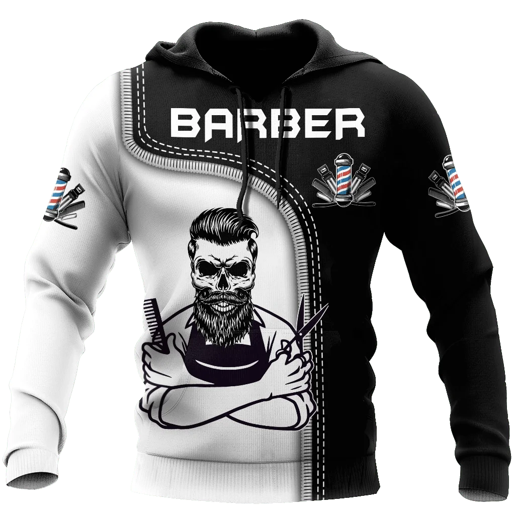 Hoodie de barbeiro de grandes dimensões masculino Harajuku, jaqueta de manga comprida, moletom com capuz, roupas Harajuku, pulôver mental para