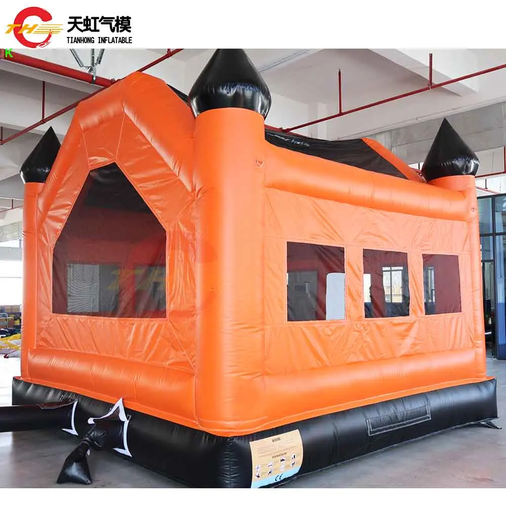 Envio rápido da porta 2025 novo bouncer de abóbora inflável 4x4m casa de salto de halloween assustadora para crianças e adultos com ventilador