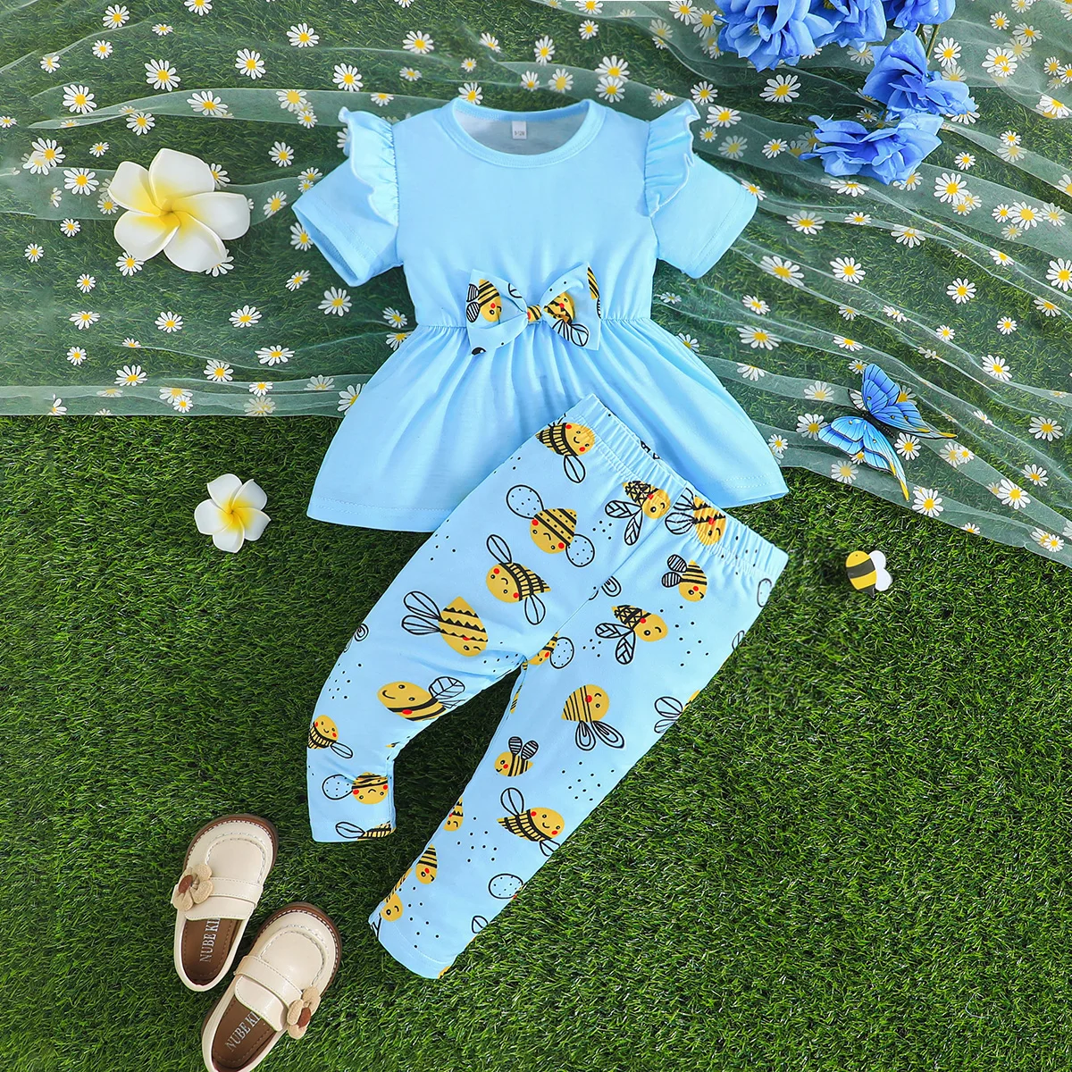 Bees Blouse and Pants Summer Outfit baby clothes set newborn