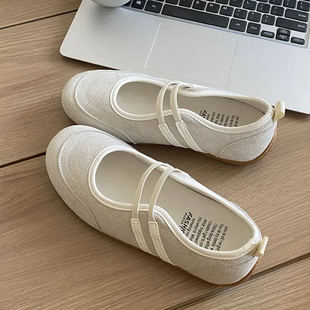 أحذية ماري جين المقاومة للانزلاق من الجلد الصناعي بمقدمة مستديرة أحذية مسطحة على الطراز البريطاني الفرنسي