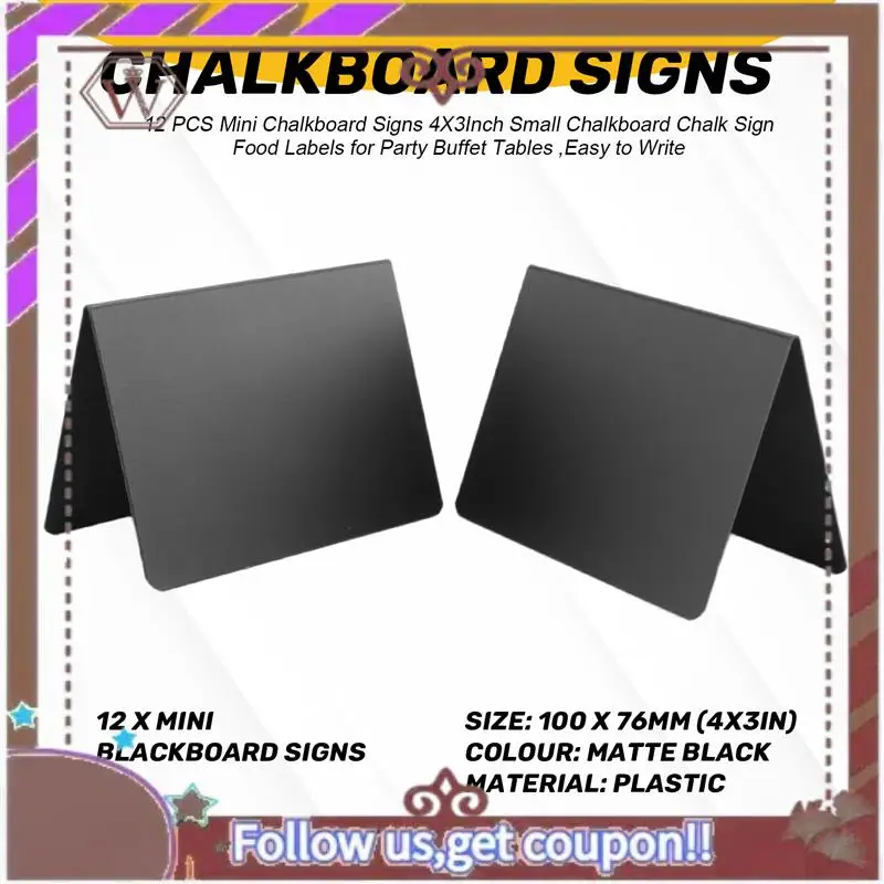 ABBG-12 шт. мини-вывески для классной доски 4X3 дюйма, маленькая меловая вывеска для классной доски, пищевые этикетки для вечеринок, шведских столов, легко писать