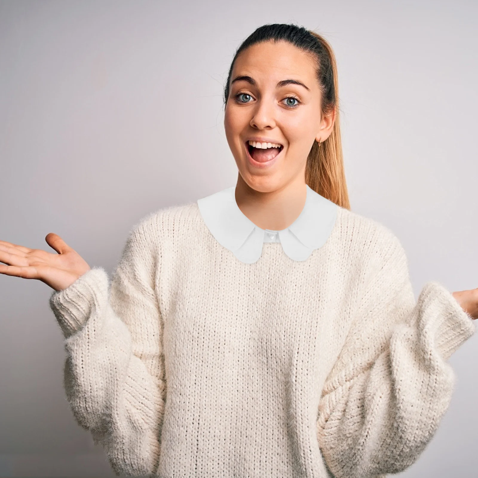 Afneembare blousekraag voor dames Witte dubbellaagse imitatie Dickey-halsinzet Stijlvolle gelaagdheid stuk truienoverhemden