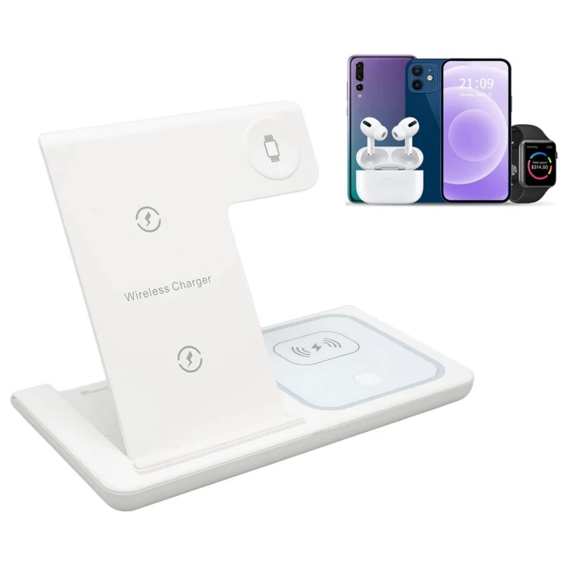 

Беспроводное зарядное устройство Беспроводное зарядное устройство 3 в 1 Станция быстрой беспроводной зарядки 15 Вт для iPhone/iWatch/Airpods, iPhone 13, 12,11 (Pro Max)
