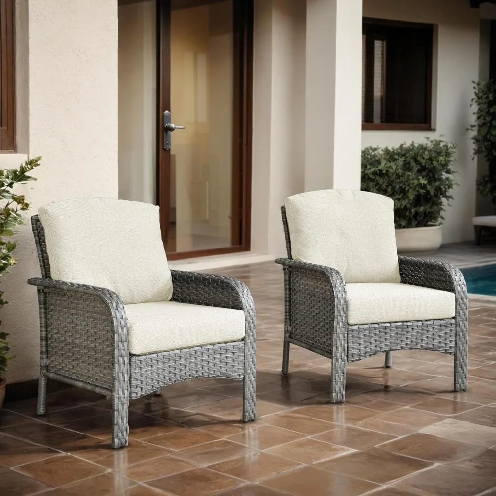 

Patio Furniture Set with Swivel Rocking Chairs- All Weather Wicker Patio Seating, Rattan Sectional Sofa and Chairs Set