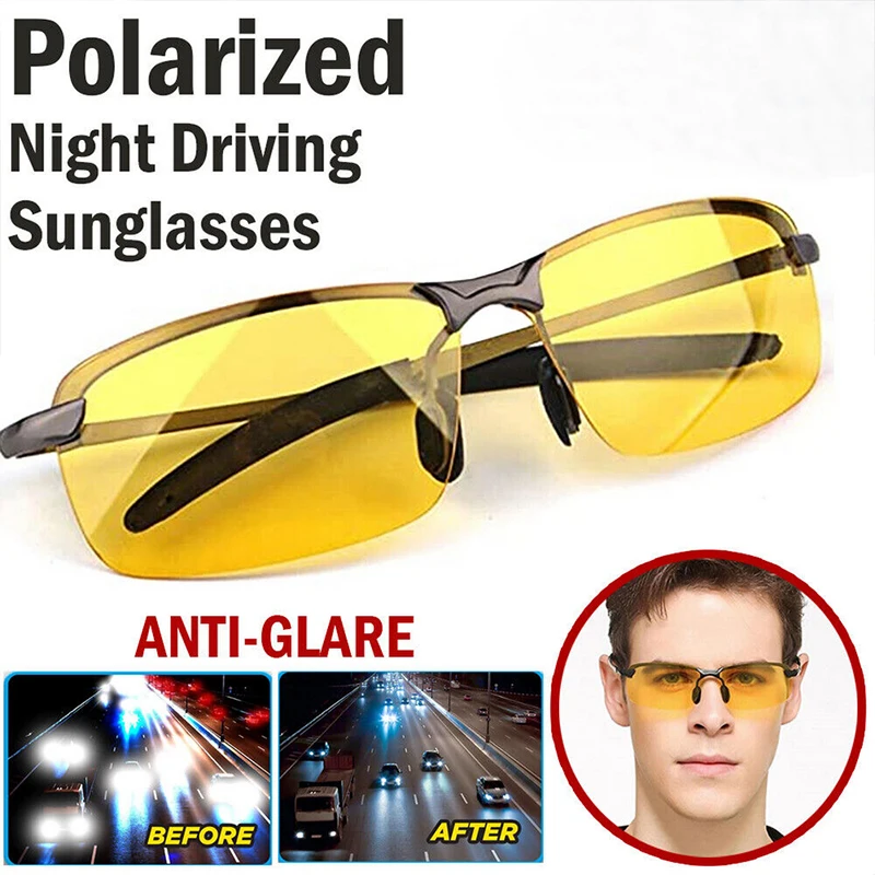 Gafas de sol polarizadas con visión nocturna para hombre y mujer, lentes Anti-UV, antideslumbrantes, accesorios de coche para Conductor, novedad