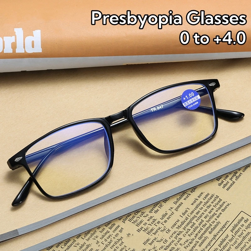 

2024 Blue Light Blocking Eye Protection Far Sight Eyewear Ultra Light TR90 Square Presbyopia Glasses High-definition Glasses