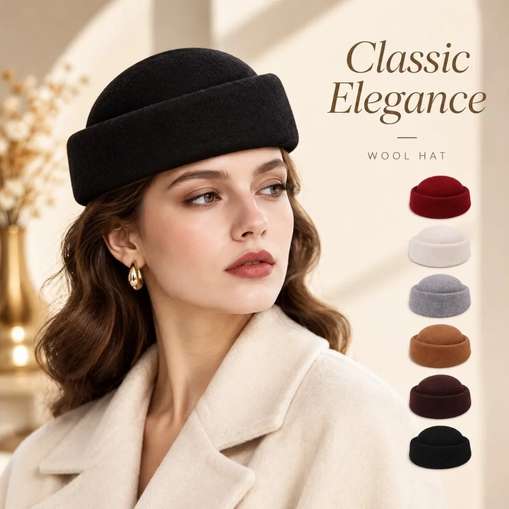 Durable Warm Insulation Dome Pillbox Hat Secure Fit Soft Texture French Hepburn Hat Wool Women Winter Hat Travel