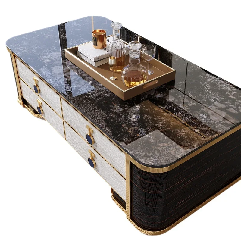 

Postmodern Italian light luxury rock slab coffee table TV cabinet combination living room household high-end furniture