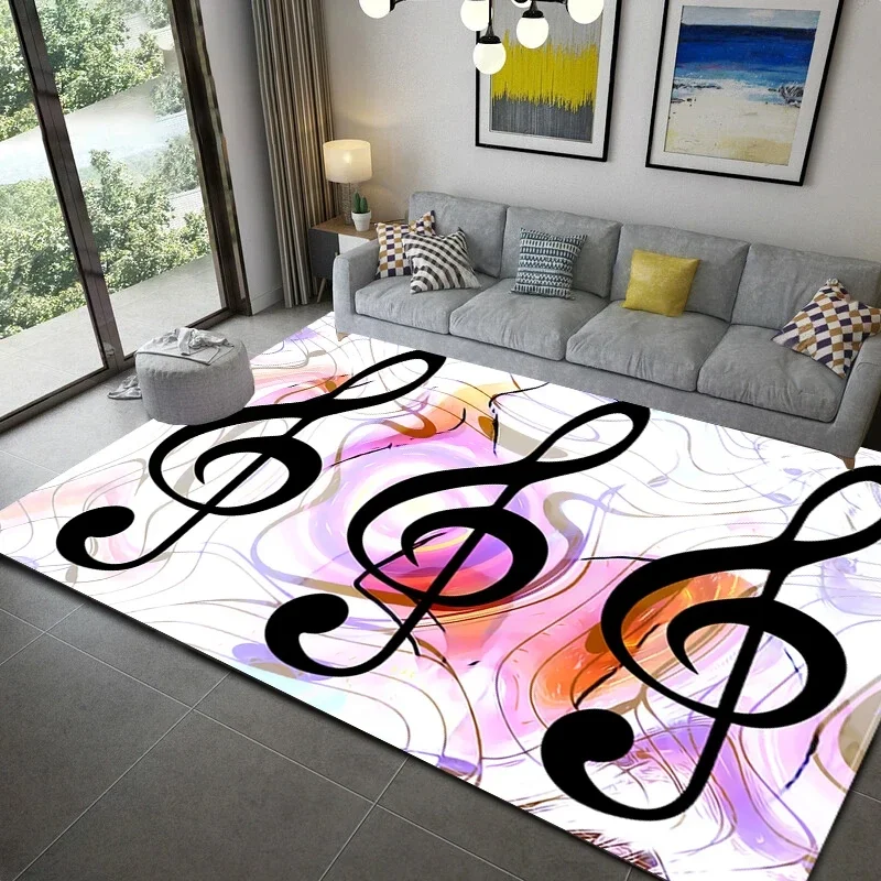 Music Note Area Rug Vintage Music Theme Rugs Non-Slip Floor Mat Door Mats Carpet for Living Room Bedroom Home Decoration