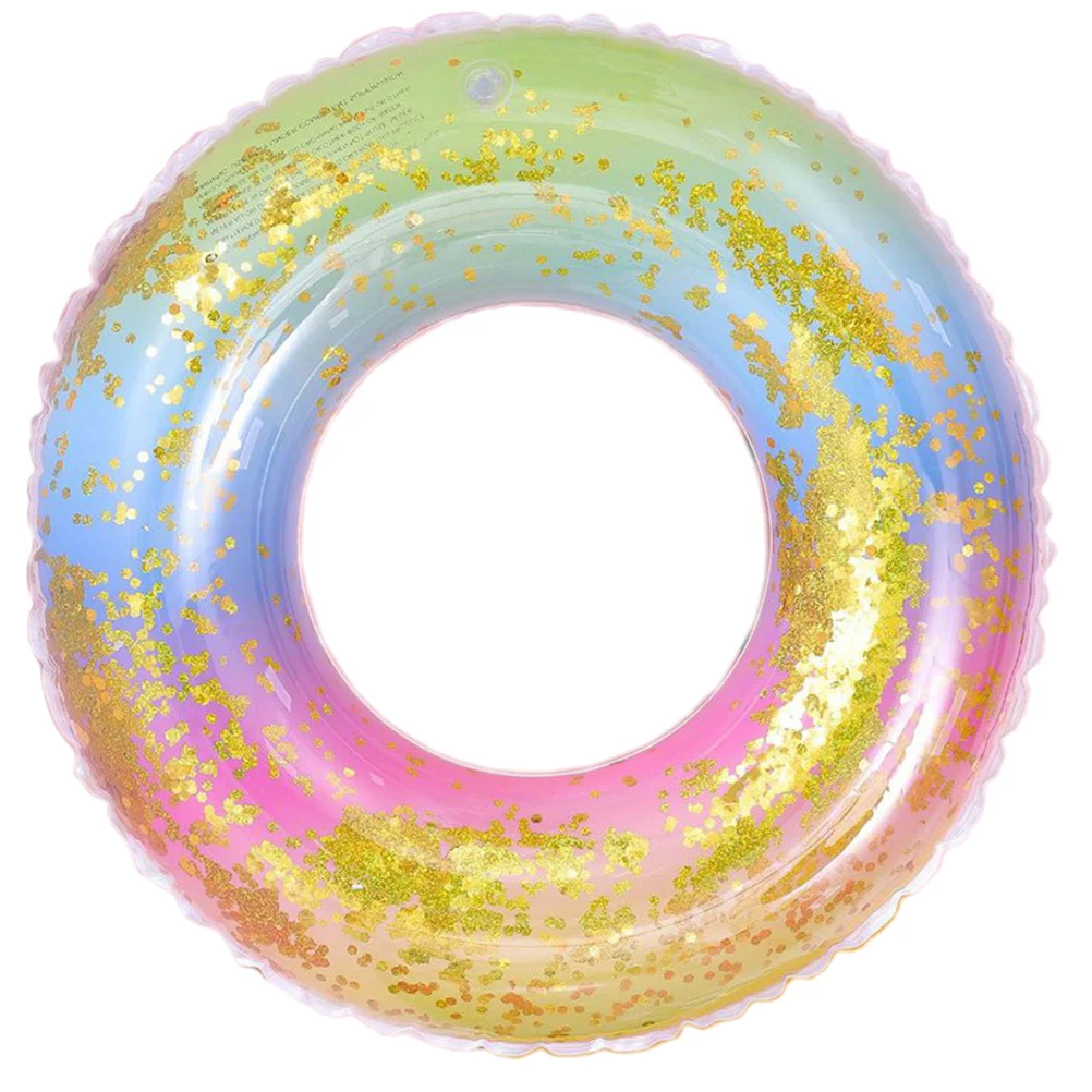 Rainbow Swimming Ring For Kids 5-9 Years Old Gradient Color Pvc Float Ring Semitransparent Pool Summer Party Supply Inflatable