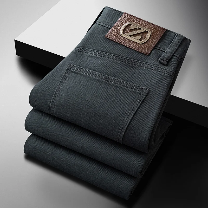 

Новые весенние мужские джинсы: повседневные, универсальные, с высокой талией, на шнурке, эластичные, облегающие, не мнущиеся, из высокотехнологичной ткани, другие материалы