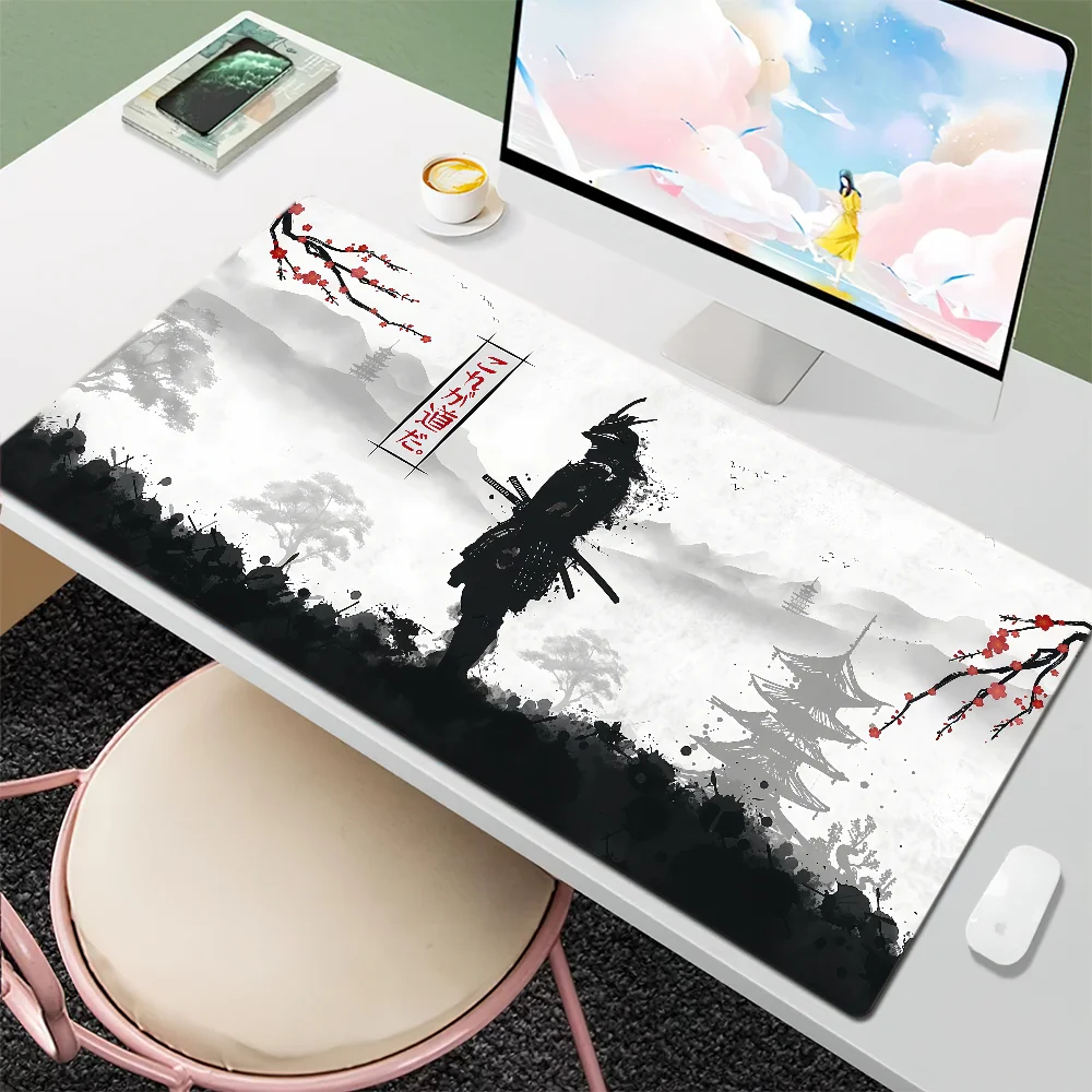 

Japan Samurai Silhouett Fantasy Mask Mouse Pad Desk Mat Large Non-slip Anti-fray Keyboard Ergonomic Office Rubber PC Home Custom